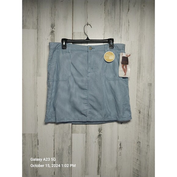 Riders By Lee Midrise Skirt Chambray Stripe Built In Skirt - Picture 1 of 7